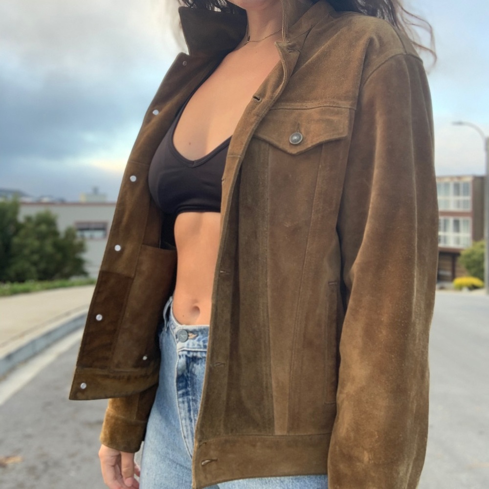 Vintage GAP Cow Split Brown Leather Jacket